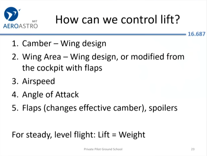 Controlling lift with center of pressure