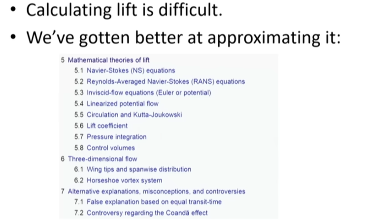 Different lift calculation theories